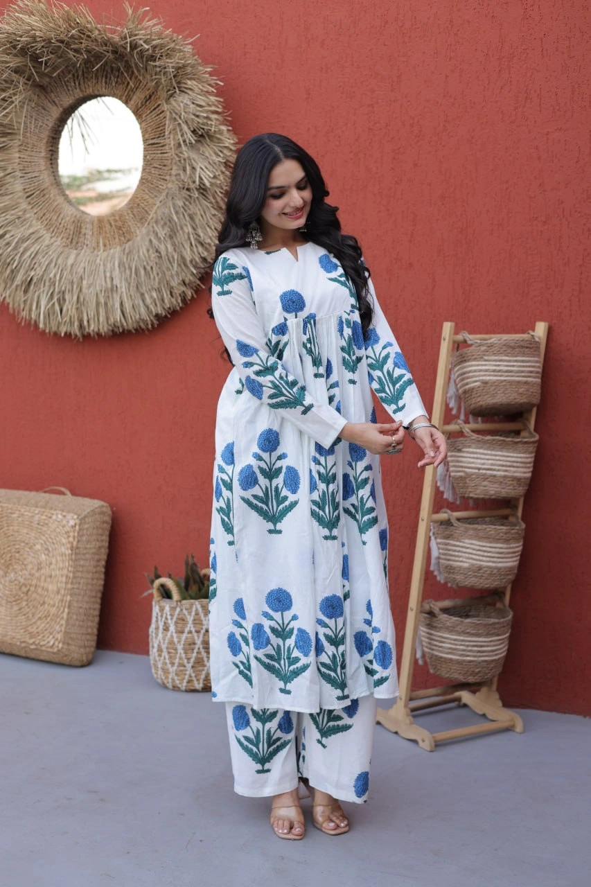Premium Printed Cotton Kurti Pant Set for Women - Image 3