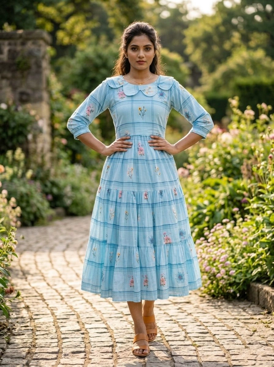 Designer Muslin Silk Frill Pattern Kurti for Women - Image 2