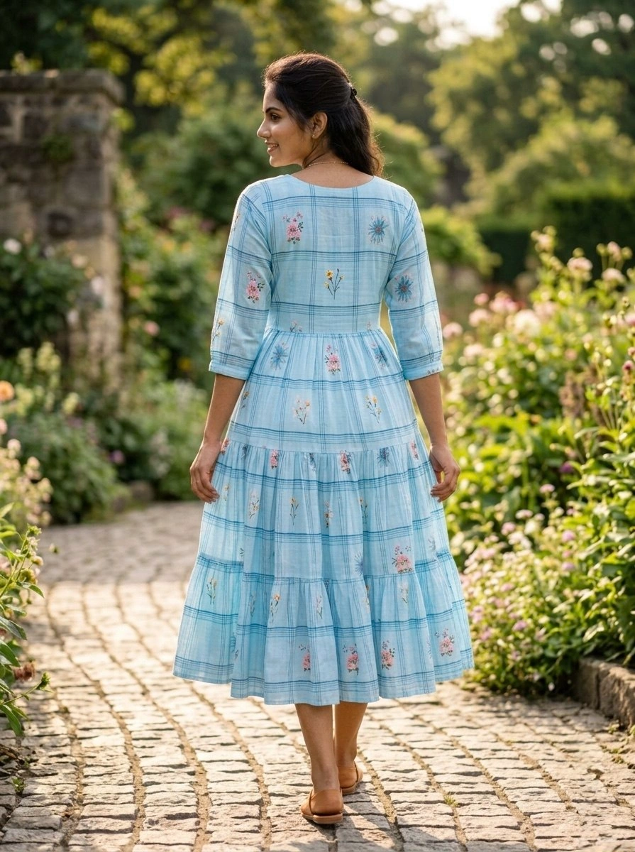 Designer Muslin Silk Frill Pattern Kurti for Women - Image 3