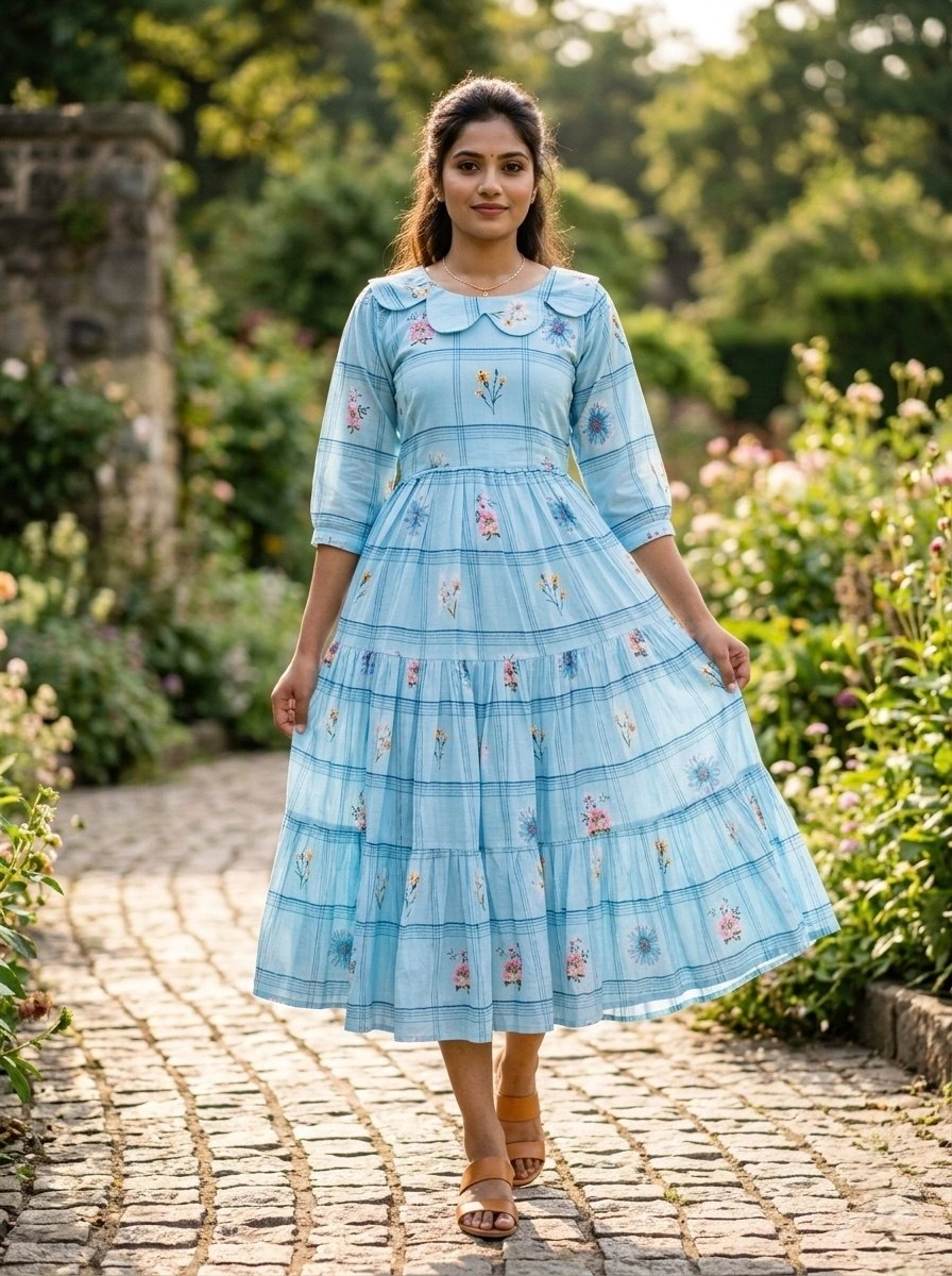 Designer Muslin Silk Frill Pattern Kurti for Women - Image 5