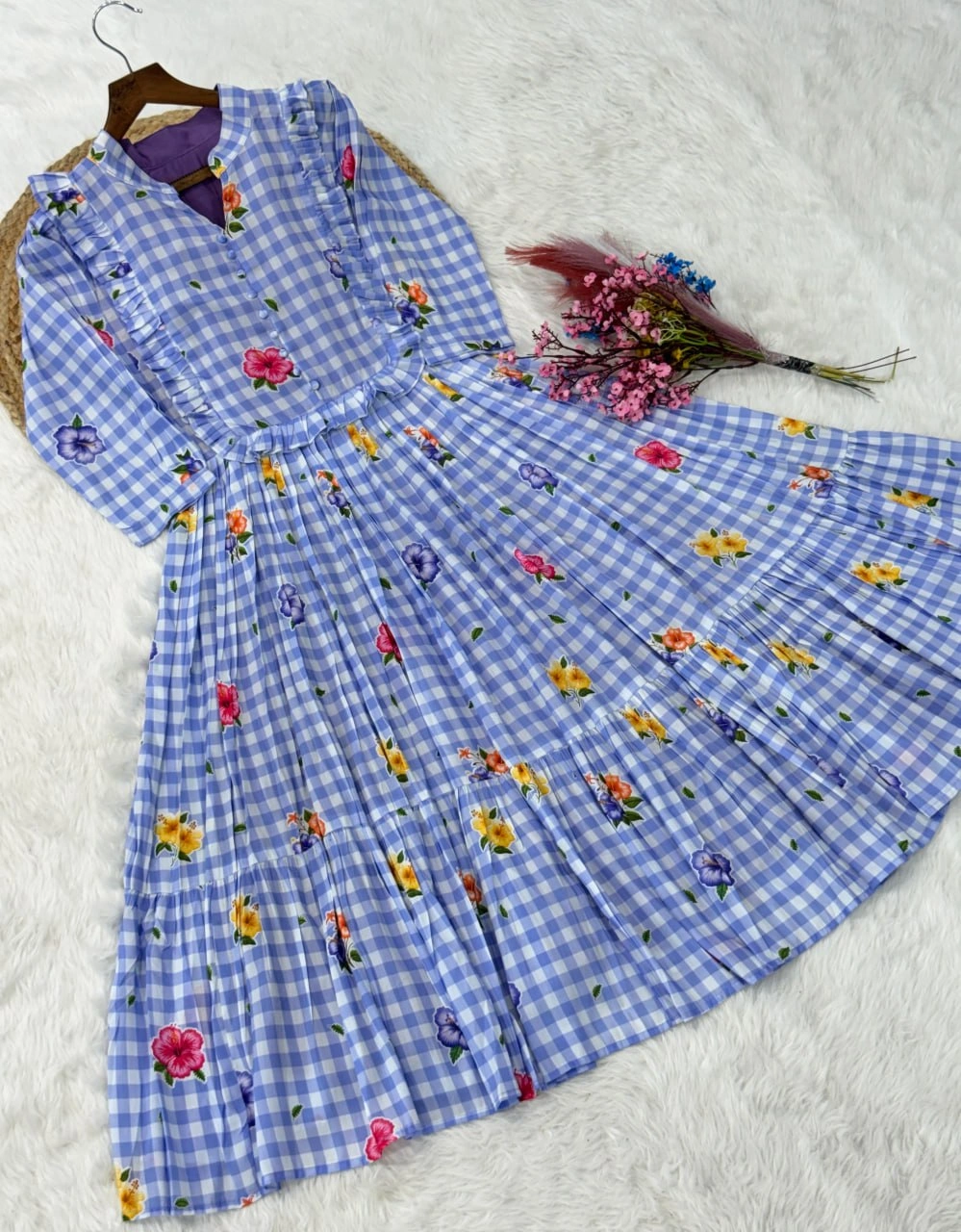 Designer Muslin Silk V Neck Collar Kurti for Women - Image 4