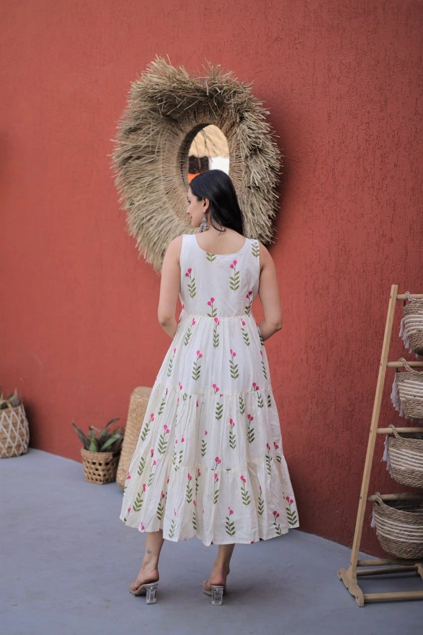 Women’s Sleeveless Printed Cotton Flared Kurti - Image 5