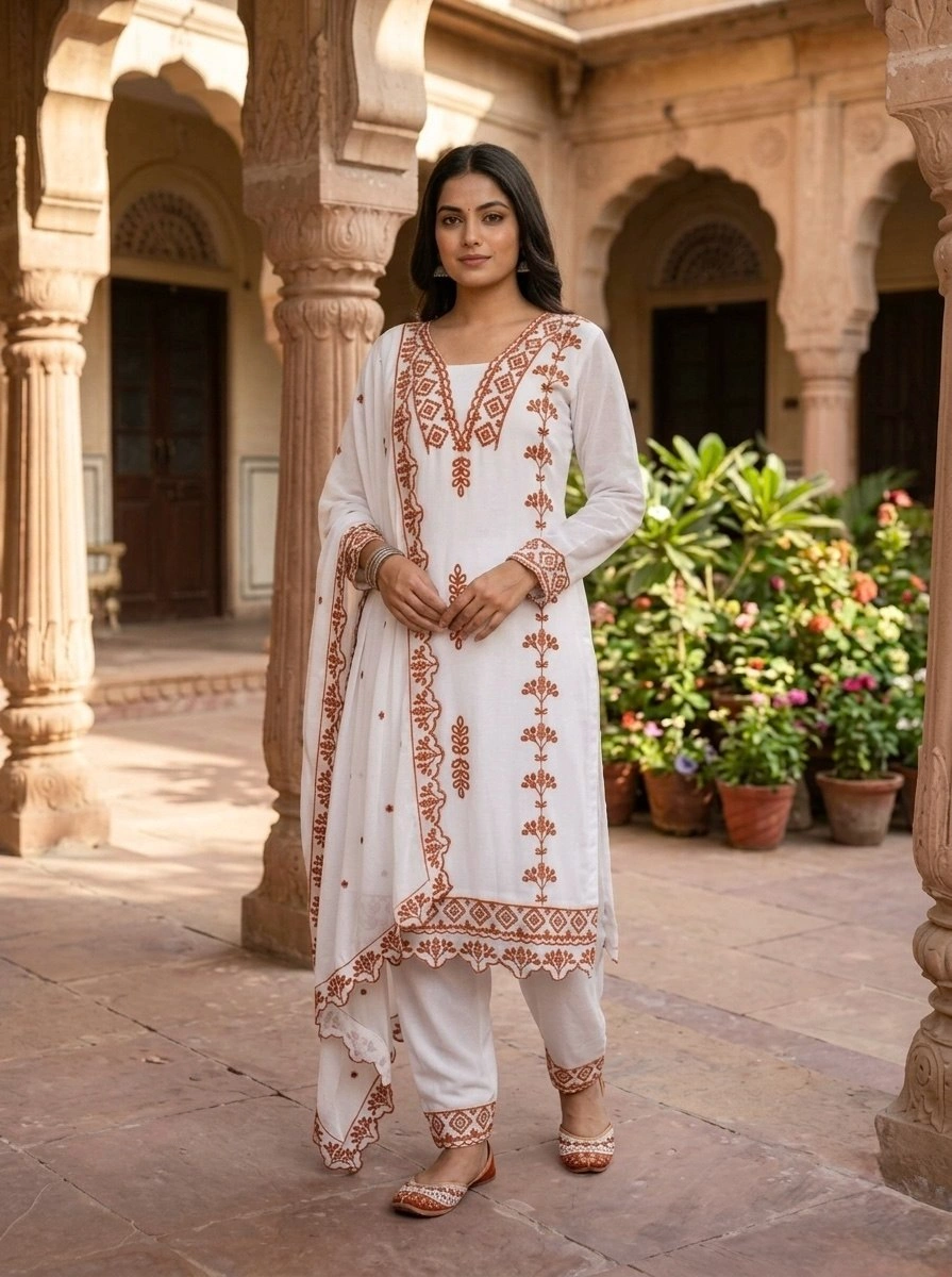 Women’s Designer 3 Piece Faux Georgette Ethnic Set