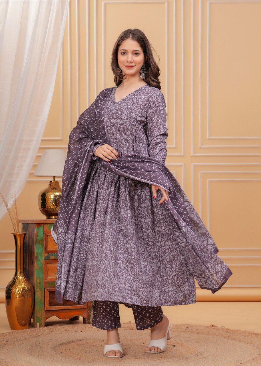 Printed  Purple Kurti - View 1 of 5