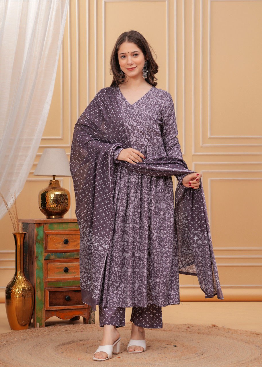 Printed  Purple Kurti - View 3 of 5