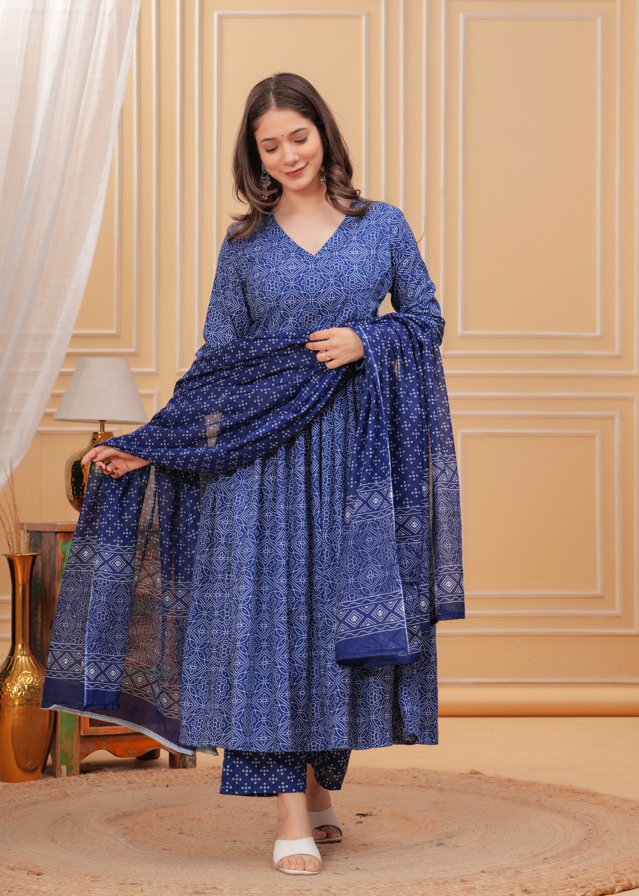 Printed Blue Kurti - View 1 of 5