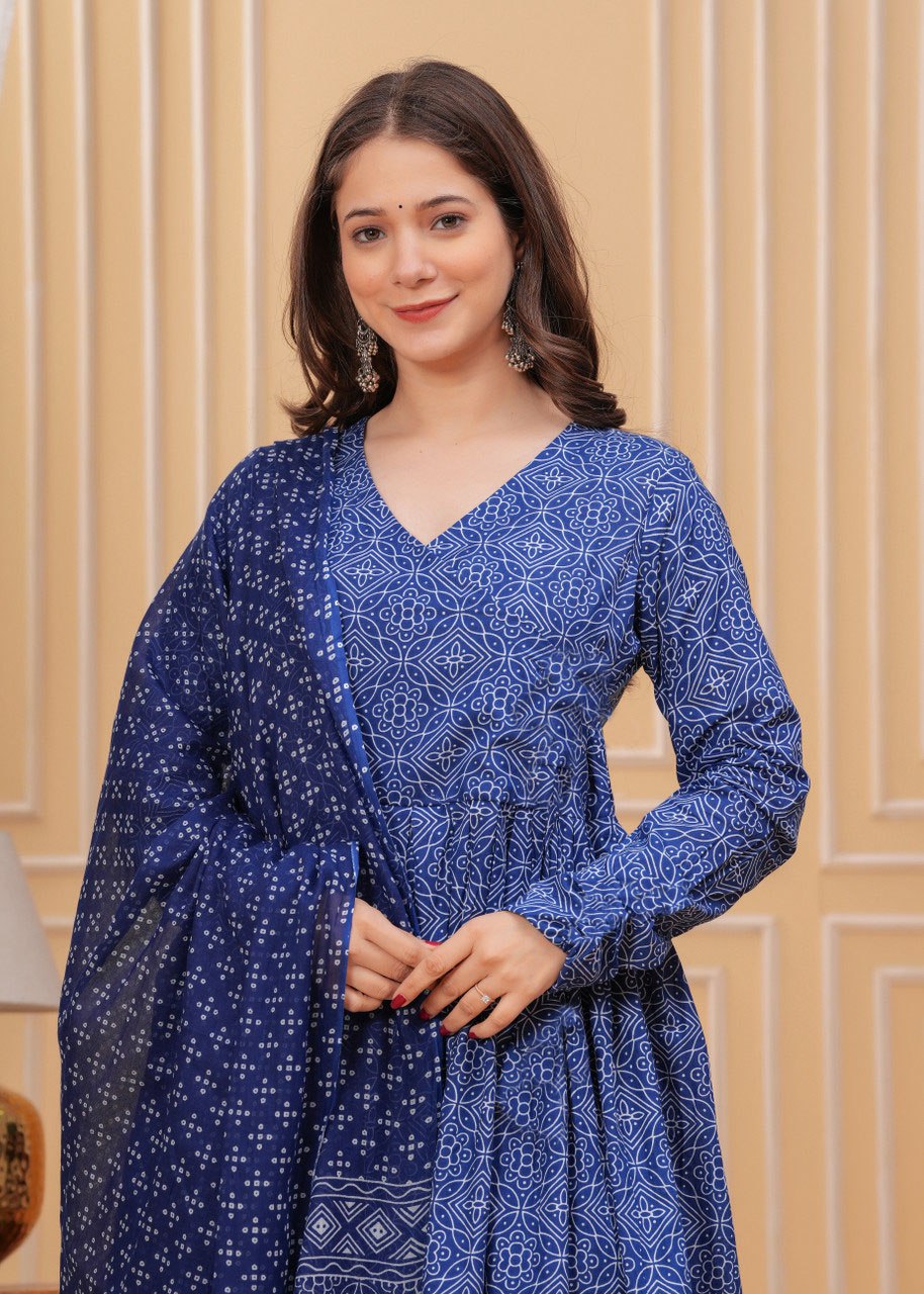Printed Blue Kurti - View 2 of 5