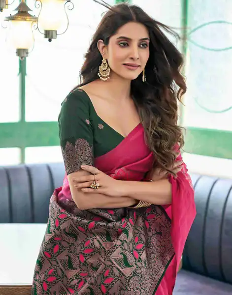 SOFT LICHI SILK PINK SAREE
