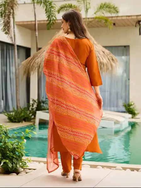 Straight Orenge Kurti - View 5 of 5