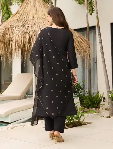 Straight Black Kurti - View 3 of 5
