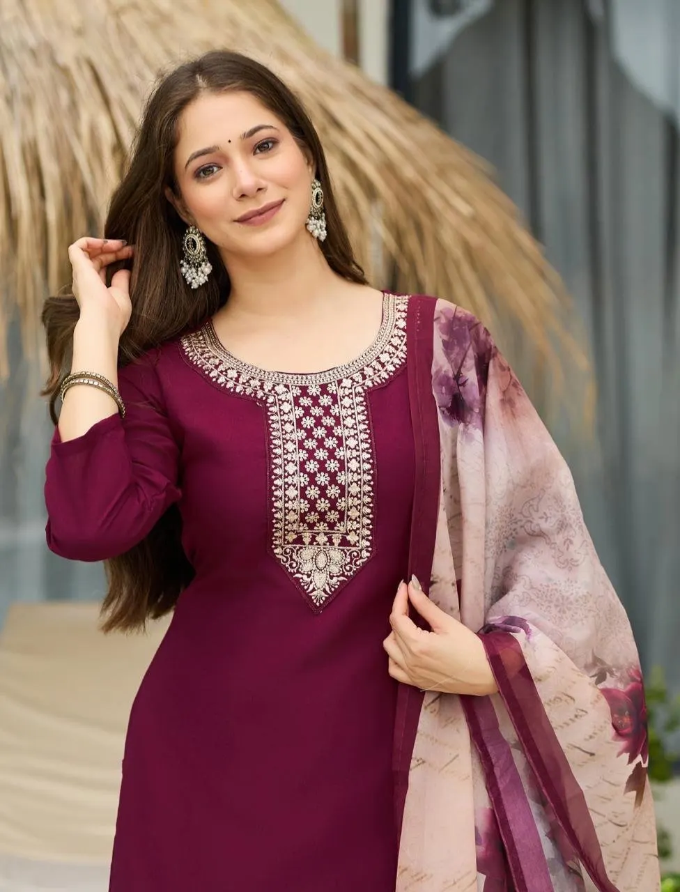 Straight Wine Kurti