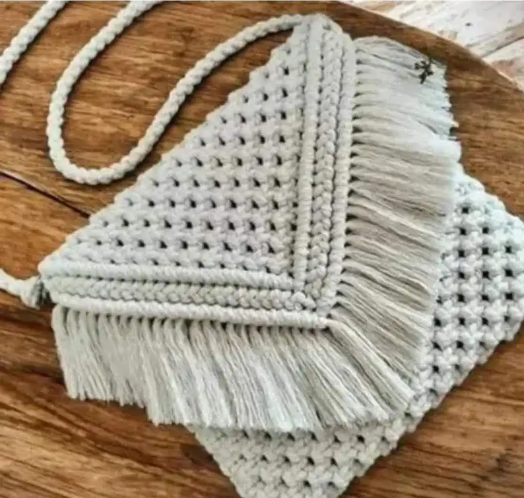 Macrame Women and Girl Handmade Cotton Large Sling Bag - View 2 of 2