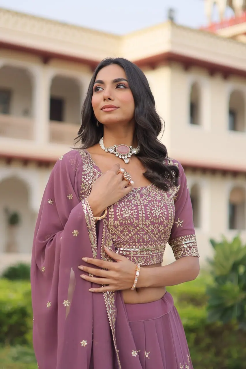 Womens Embroidered Faux Georgette Lehenga Choli