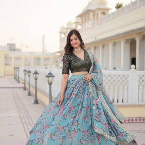 Premium Digital Printed Russian Silk Lehenga Choli